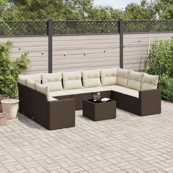 Gossi set canapele de gradina cu perne, 10 piese, maro, poliratan