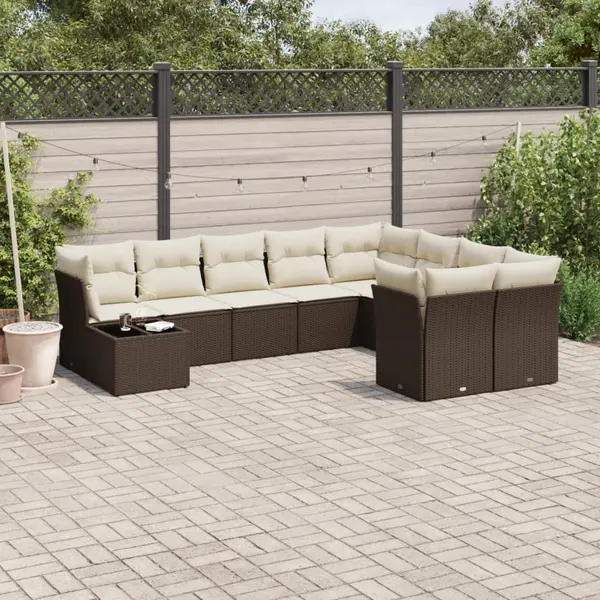 Gossi set canapele de gradina cu perne, 10 piese, maro, poliratan
