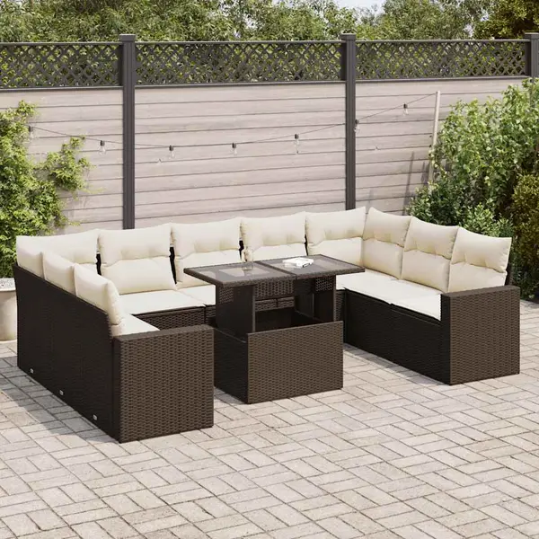 Gossi set canapele de gradina cu perne, 10 piese, maro, poliratan