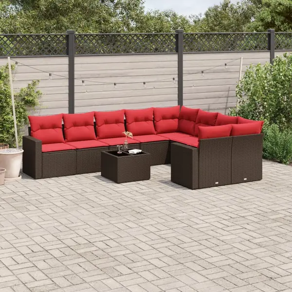 Gossi set canapele de gradina cu perne, 10 piese, maro, poliratan