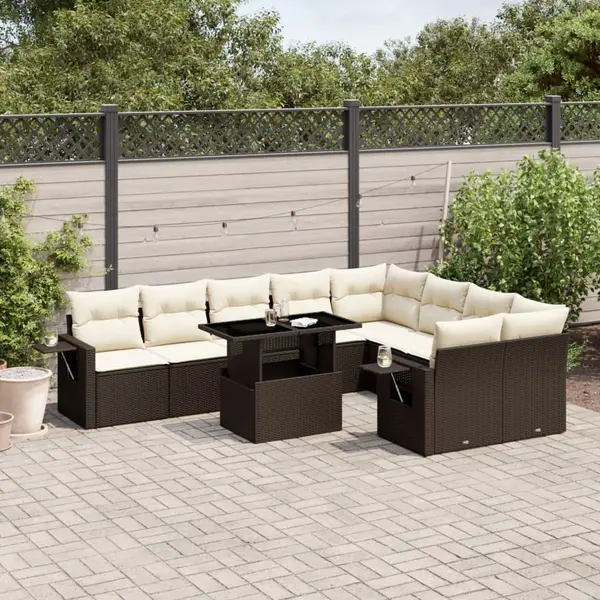 Gossi set canapele de gradina cu perne, 10 piese, maro, poliratan