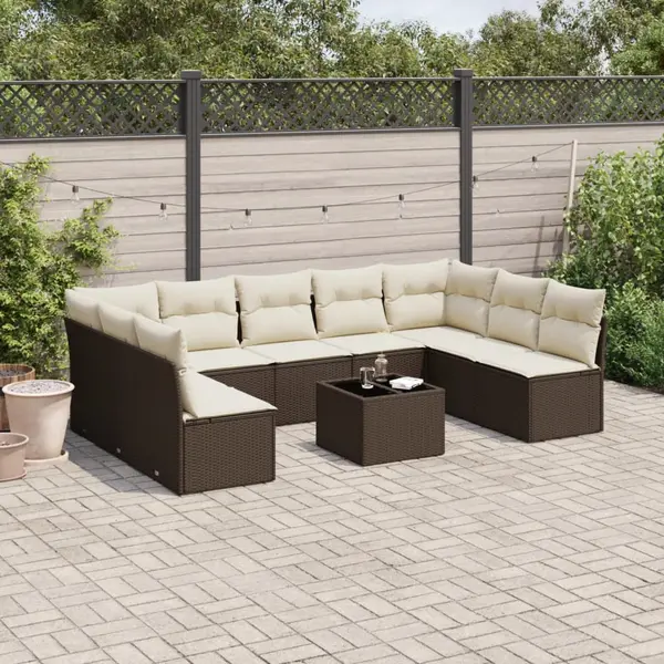 Gossi set canapele de gradina cu perne, 10 piese, maro, poliratan