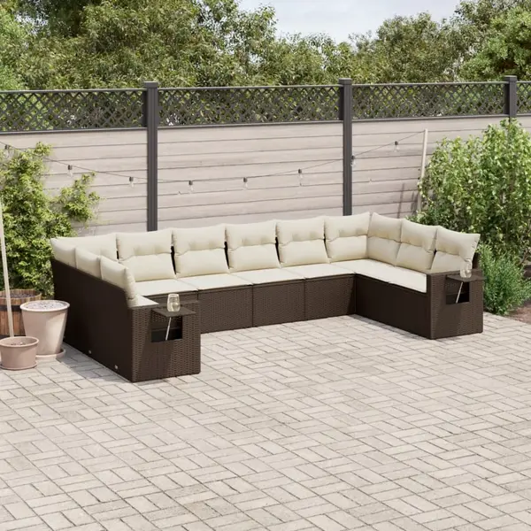 Gossi set canapele de gradina cu perne, 10 piese, maro, poliratan
