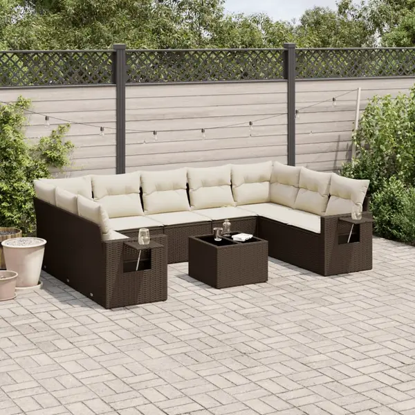 Gossi set canapele de gradina cu perne, 10 piese, maro, poliratan