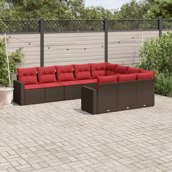 Gossi set canapele de gradina cu perne, 10 piese, maro, poliratan