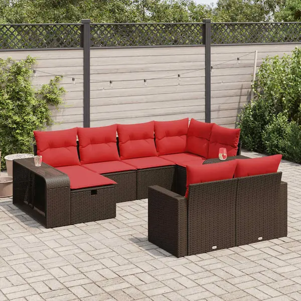 Gossi set canapele de gradina cu perne, 10 piese, maro, poliratan