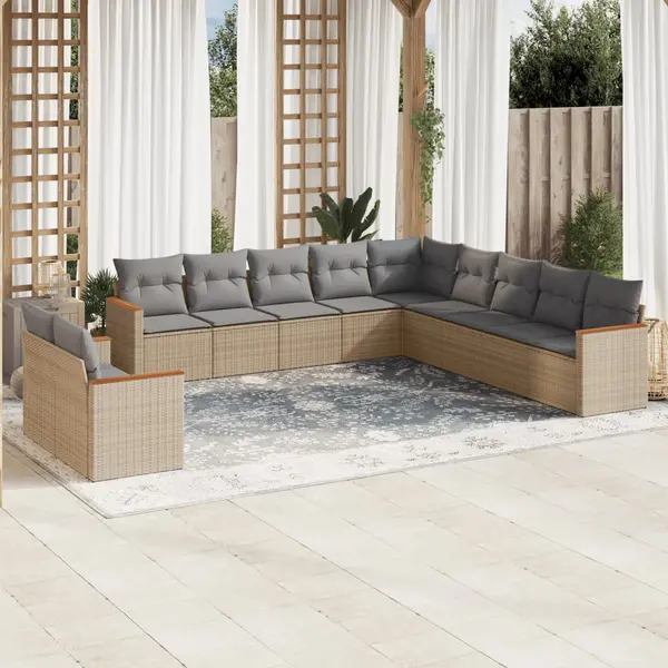 Gossi set canapele de gradina cu perne, 11 piese, bej, poliratan