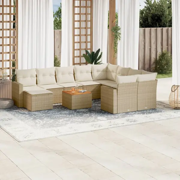 Gossi set canapele de gradina cu perne, 11 piese, bej, poliratan