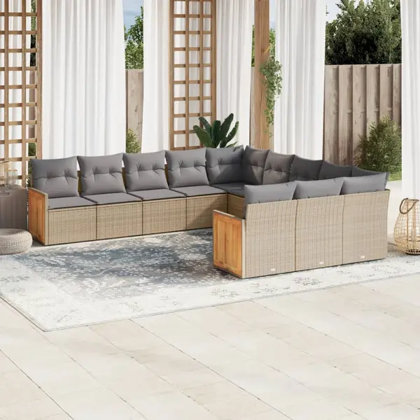 Gossi set canapele de gradina cu perne, 11 piese, bej, poliratan