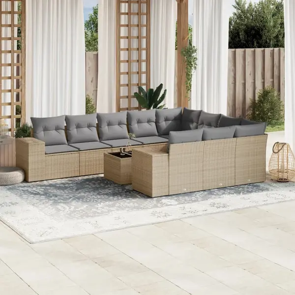 Gossi set canapele de gradina cu perne, 11 piese, bej, poliratan