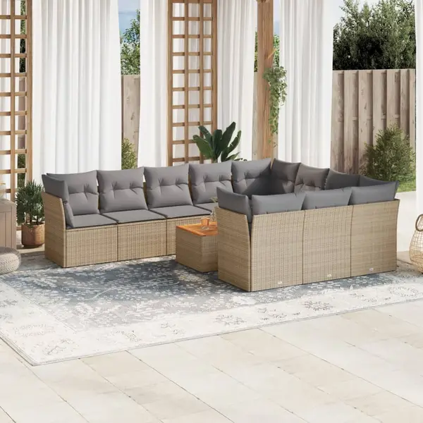 Gossi set canapele de gradina cu perne, 11 piese, bej, poliratan