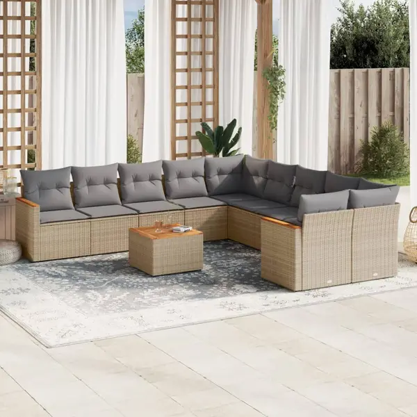 Gossi set canapele de gradina cu perne, 11 piese, bej, poliratan