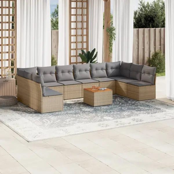 Gossi set canapele de gradina cu perne, 11 piese, bej, poliratan