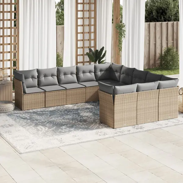 Gossi set canapele de gradina cu perne, 11 piese, bej, poliratan
