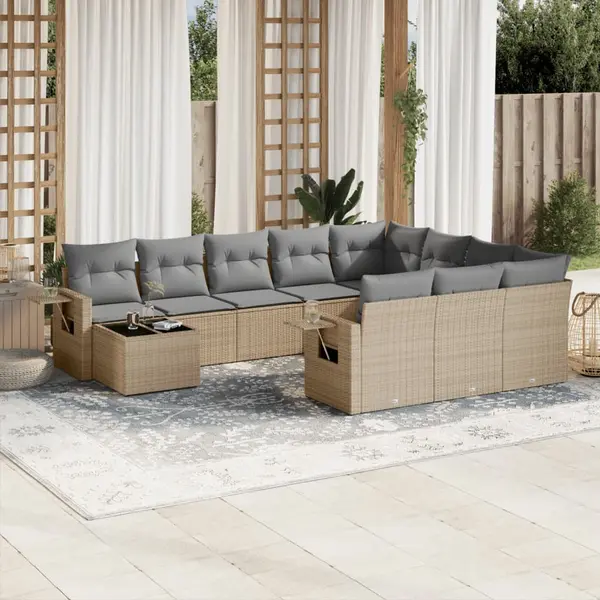 Gossi set canapele de gradina cu perne, 11 piese, bej, poliratan