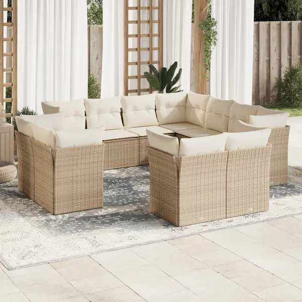 Gossi set canapele de gradina cu perne, 11 piese, bej, poliratan