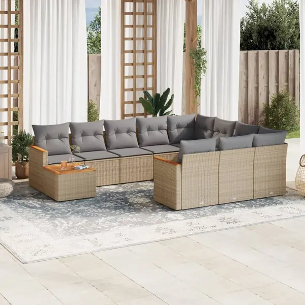 Gossi set canapele de gradina cu perne, 11 piese, bej, poliratan