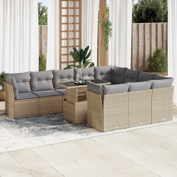 Gossi set canapele de gradina cu perne, 11 piese, bej, poliratan