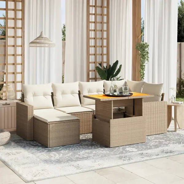Gossi set canapele de gradina cu perne, 11 piese, bej, poliratan