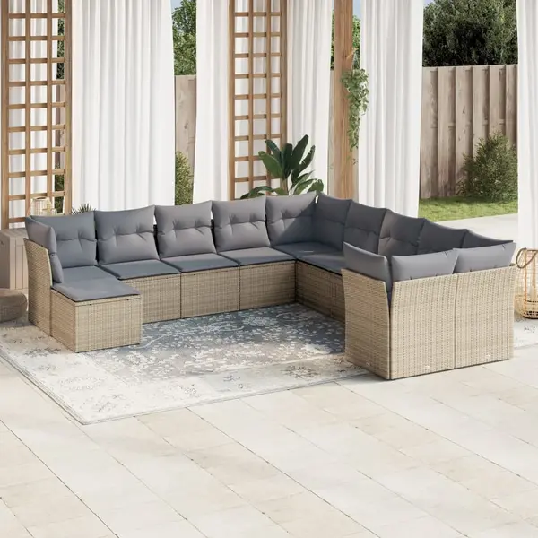 Gossi set canapele de gradina cu perne, 11 piese, bej, poliratan