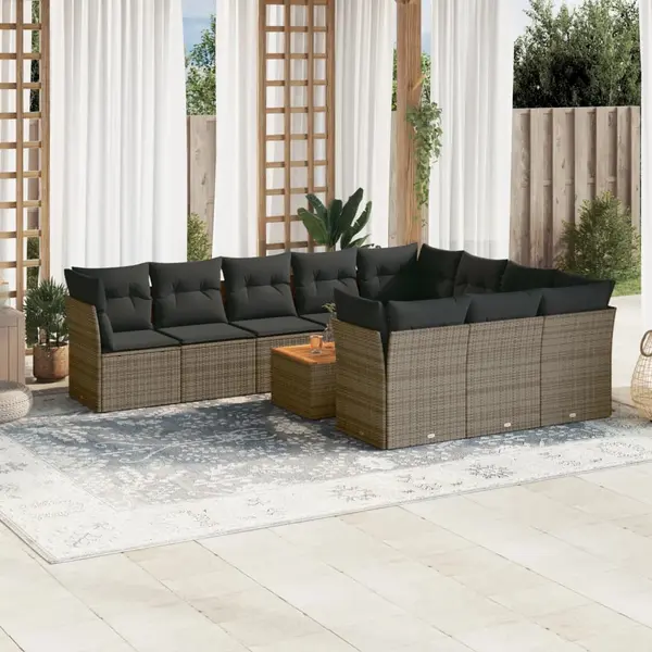 Gossi set canapele de gradina cu perne, 11 piese, gri, poliratan