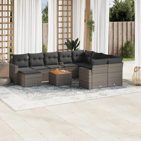 Gossi set canapele de gradina cu perne, 11 piese, gri, poliratan