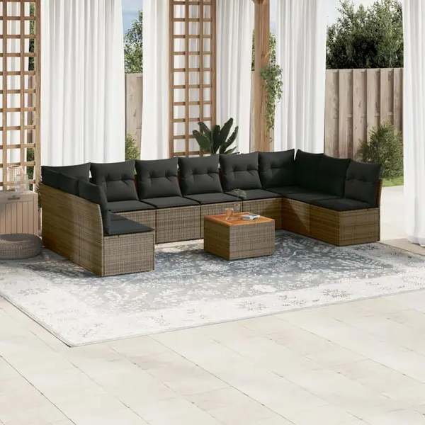 Gossi set canapele de gradina cu perne, 11 piese, gri, poliratan