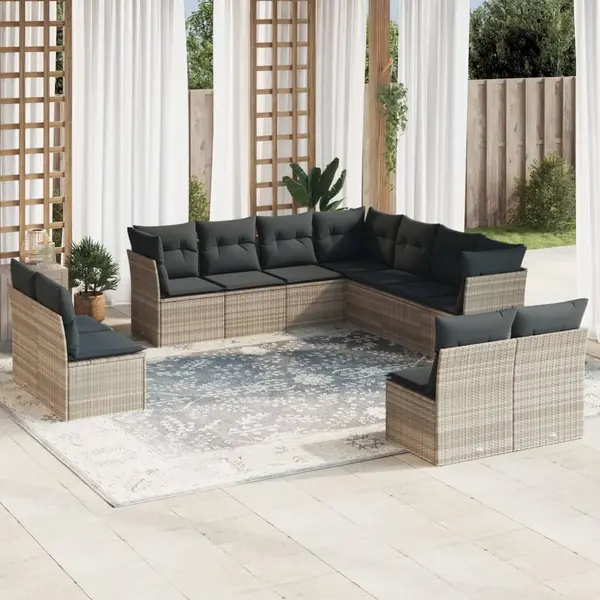 Gossi set canapele de gradina cu perne, 11 piese, gri, poliratan