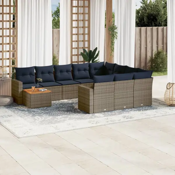 Gossi set canapele de gradina cu perne, 11 piese, gri, poliratan