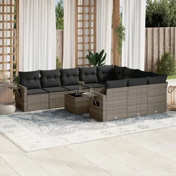Gossi set canapele de gradina cu perne, 11 piese, gri, poliratan