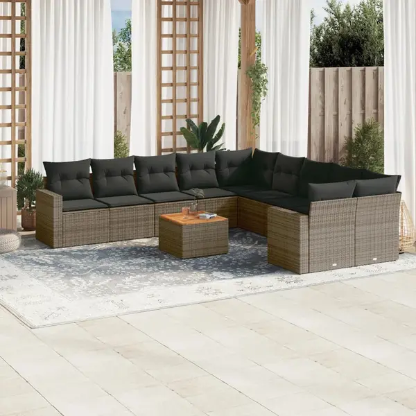 Gossi set canapele de gradina cu perne, 11 piese, gri, poliratan