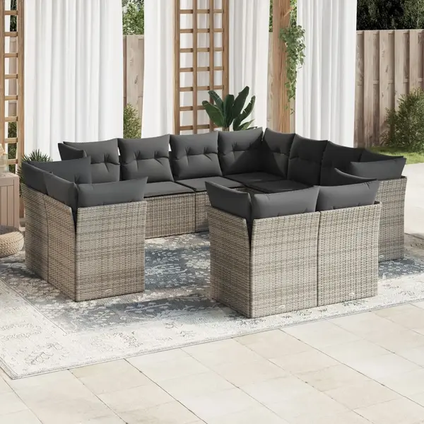 Gossi set canapele de gradina cu perne, 11 piese, gri, poliratan