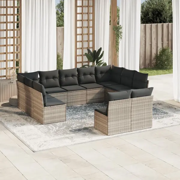 Gossi set canapele de gradina cu perne, 11 piese, gri, poliratan