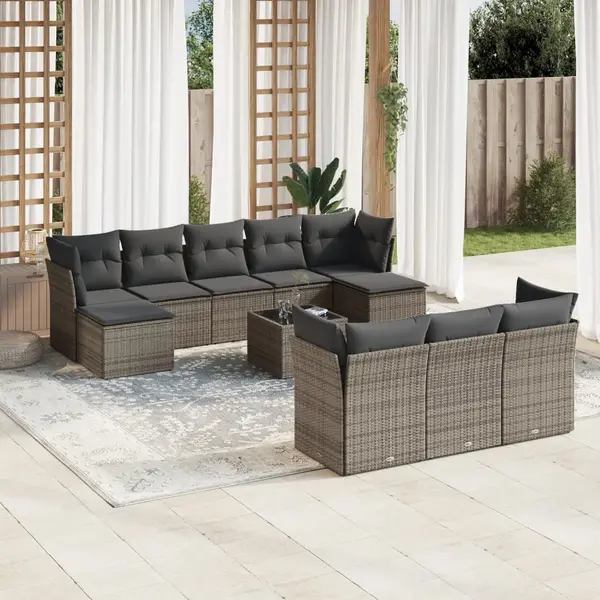 Gossi set canapele de gradina cu perne, 11 piese, gri, poliratan