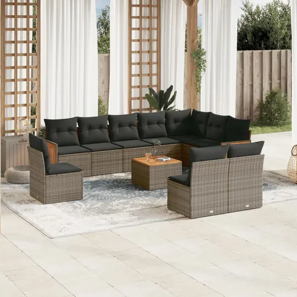 Gossi set canapele de gradina cu perne, 11 piese, gri, poliratan