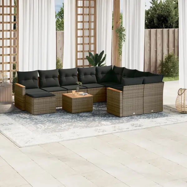 Gossi set canapele de gradina cu perne, 11 piese, gri, poliratan