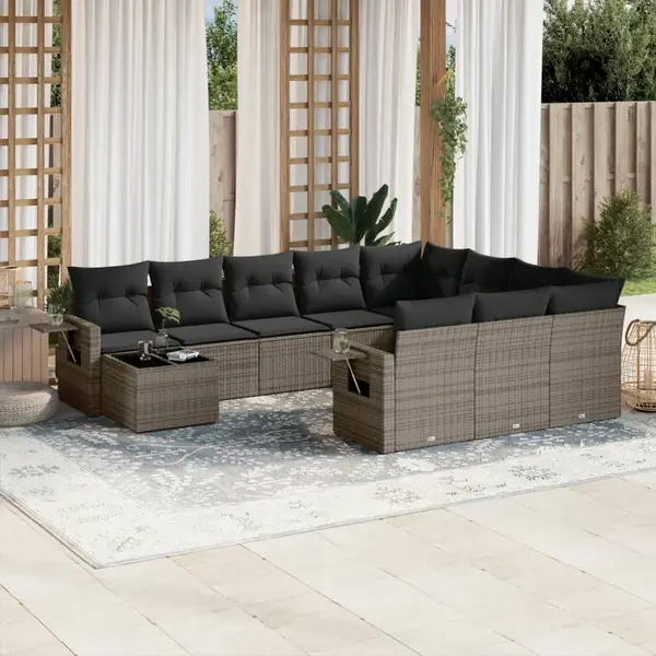Gossi set canapele de gradina cu perne, 11 piese, gri, poliratan