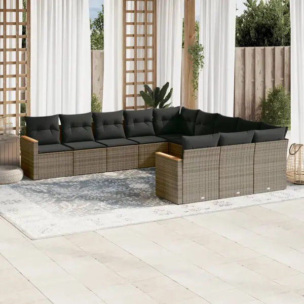 Gossi set canapele de gradina cu perne, 11 piese, gri, poliratan