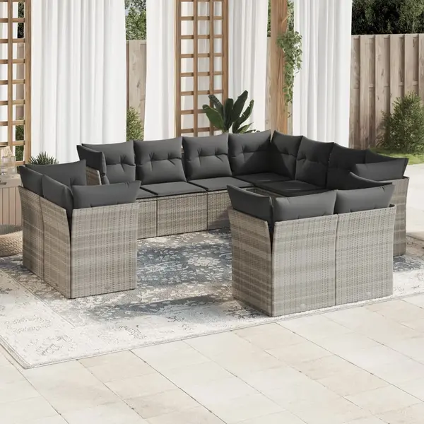 Gossi set canapele de gradina cu perne, 11 piese, gri, poliratan