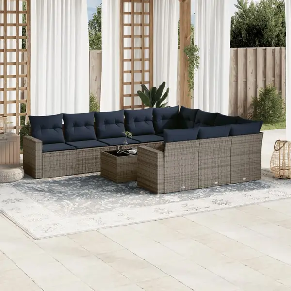 Gossi set canapele de gradina cu perne, 11 piese, gri, poliratan