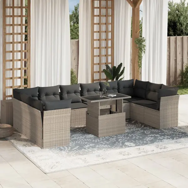Gossi set canapele de gradina cu perne, 11 piese, gri, poliratan