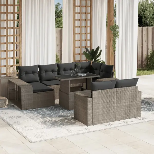 Gossi set canapele de gradina cu perne, 11 piese, gri, poliratan