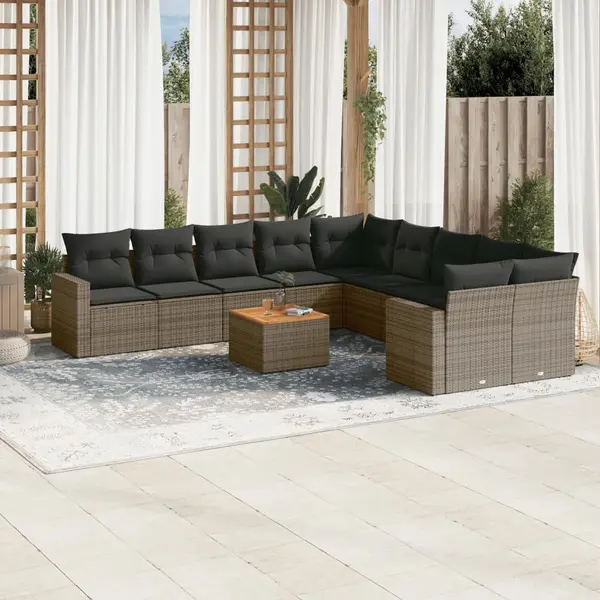 Gossi set canapele de gradina cu perne, 11 piese, gri, poliratan