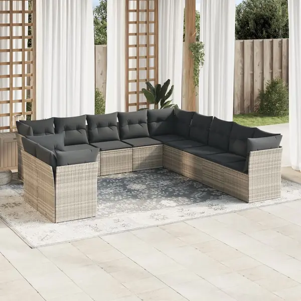 Gossi set canapele de gradina cu perne, 11 piese, gri, poliratan