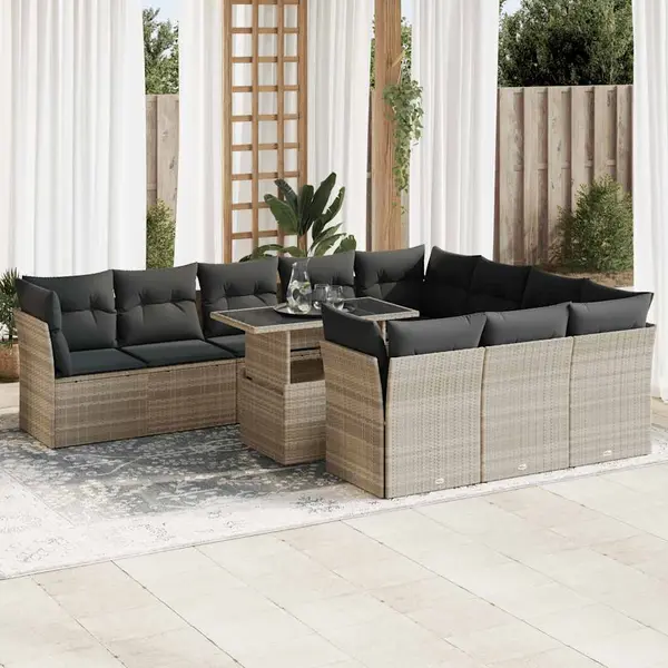 Gossi set canapele de gradina cu perne, 11 piese, gri, poliratan