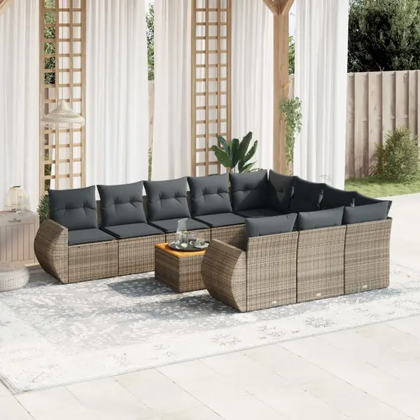 Gossi set canapele de gradina cu perne, 11 piese, gri, poliratan