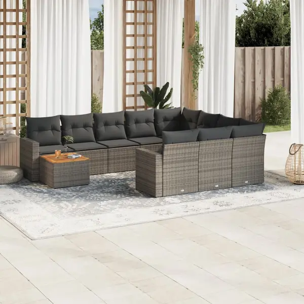 Gossi set canapele de gradina cu perne, 11 piese, gri, poliratan