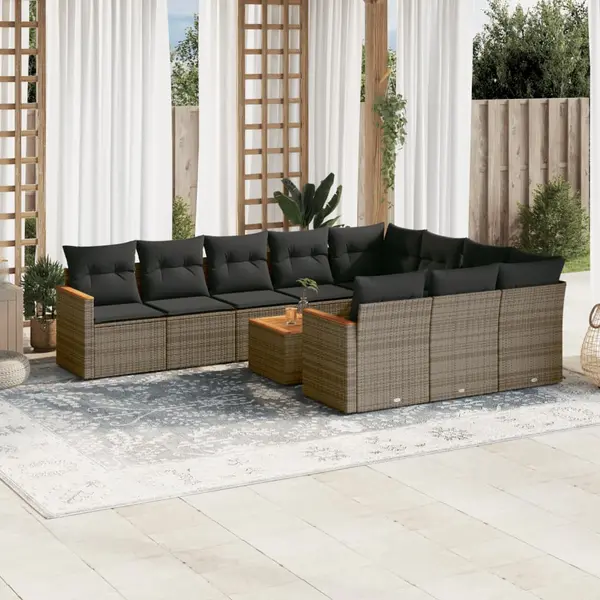 Gossi set canapele de gradina cu perne, 11 piese, gri, poliratan