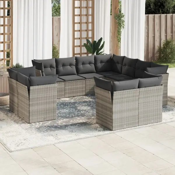 Gossi set canapele de gradina cu perne, 11 piese, gri, poliratan