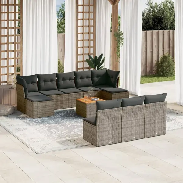 Gossi set canapele de gradina cu perne, 11 piese, gri, poliratan